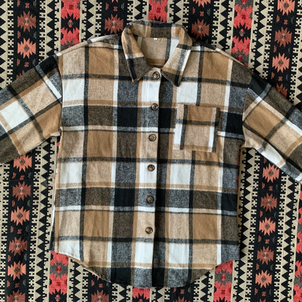 Brown and Black Flannel Jacket